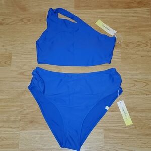 Summersalt Vibrant Blue Asymmetrical Bikini Set Top Size 4 Bottoms Size 6
